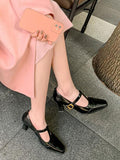 Momentlover Square-Toe Split-Joint Hollow Pumps