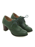 Momentlover Split-Joint Pointed-Toe Lace-Up Pumps