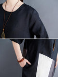 Momentlover Artistic Retro Split-Joint Cropped Dress