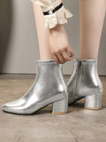 Momentlover Split-Joint Ripped Pointed-Toe Pumps Chelsea Boots