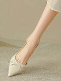 Momentlover Shallow Cut Pointed-Toe Pleated Sling Shoes
