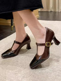 Momentlover Square-Toe Split-Joint Hollow Pumps
