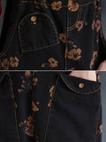 Momentlover Original Floral With Pocket Harem Denim Overalls