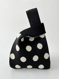 Momentlover Woven Split-Joint Polka-Dot Contrast Color Handbags Bags