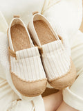 Momentlover Straw Knitting Striped Flat Shoes Casual Shoes