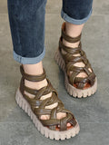 Momentlover Casual Hollow Gladiator Shoes Platform Sandals