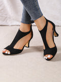 Momentlover Zipper Peep Toe Pumps Sandals
