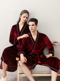 Momentlover Comfortable Solid Bandage V-Neck Pajama Robe