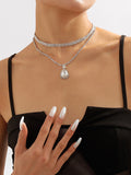Rhine Stones Geometric Double Layered Necklaces Accessories