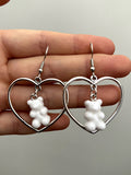 Momentlover Heart Bear Shape Earrings Accessories