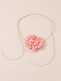 Tied Three-Dimensional Flower Solid Color Necklaces Accessories