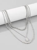 Rhine Stones Layered Normcore Necklaces Accessories
