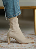 Momentlover Zipper Split-Joint Pointed-Toe Sock Boots Boots