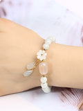 Momentlover National Jade Beads&Flower Handmade Bracelet