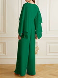 Momentlover Long Sleeves Wrap Solid Color Zipper Jumpsuits