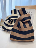 Momentlover Knitting Checkerboard Zebra-Stripe Striped Bags Accessories Handbags