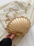 Momentlover Shiny Shell Shape Chains Handbags Crossbody Bags Bags