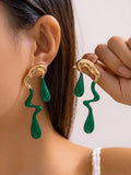Momentlover Geometric Contrast Color Drop Earrings