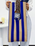 Momentlover Striped Contrast Color Woven Handbag Bags