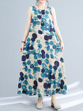 Momentlover Polka-Dot Sleeveless Loose Round-Neck Maxi Dresses