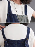 Momentlover Casual Denim Contrast Color Split-Joint Overalls