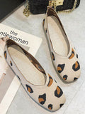 Momentlover Leopard Contrast Color Breathable Flat Shoes