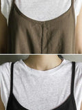 Momentlover Black&Khaki Casual Spaghetti-Neck Loose Wide-Leg Overalls