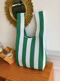 Momentlover Striped Contrast Color Woven Handbag Bags