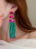 Momentlover Tasseled Geometric Drop Earrings