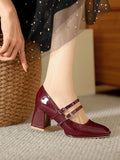 Momentlover Square-Toe Shallow Cut Pumps Mary Janes
