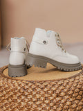 Momentlover Split-Joint Round-Toe Rivet Lace-Up Dr. Martens Boots Boots