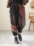 Momentlover Contrast Color Fringed Split-Joint Long Sleeves Printed Outwear + Harem Pants  Two Pieces Set