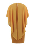 Momentlover Split-Joint Solid Color See-Through Gauze Loose Half Sleeves Mini Dresses