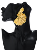Momentlover Solid Color Leaves Shape Geometric Drop Earrings