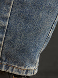 Momentlover Artistic Retro Loose Solid Color Denim Overalls