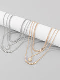 Rhine Stones Layered Normcore Necklaces Accessories