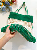 Momentlover Beach Contrast Color Hollow Bags Accessories