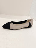 Momentlover V-Cut Split-Joint Pointed-Toe Contrast Color Flats Flat Shoes