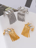Momentlover Tasseled Rhine Stones Geometric Detachable Normcore Drop Earrings