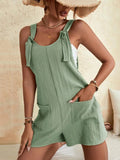 Momentlover Solid Color Sleeveless Loose U-neck Rompers