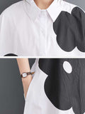 Momentlover Floral Printed Buttoned Short Sleeves Loose Lapel Collar Midi Dresses