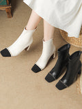 Momentlover Square-Toe Split-Joint Chains Pumps Boots