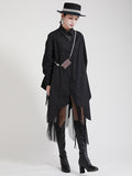 Momentlover Urban Loose Split-Joint Lapel Long Sleeves Midi Dress