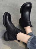Momentlover Zipper Solid Color Round-Toe Boots