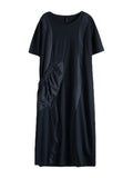 Momentlover Simple Casual Solid Color Split-Joint Midi Dress
