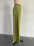 Momentlover Long Sleeves Heaps Collar Printed Shirts Top + High Waisted Pants Bottom Two Pieces Set