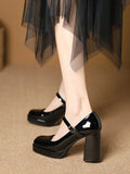 Momentlover Square-Toe Shallow Cut Pumps Mary Janes