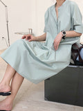 Momentlover Original Solid Round-Neck Shirt Dress