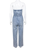 Momentlover Split-Joint Pockets Pleated Elasticity Straight Leg Sleeveless Tube Jumpsuits