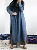 Momentlover Loose Button Split-side Jeans Long Dress